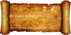 Krisko Artúr névjegykártya